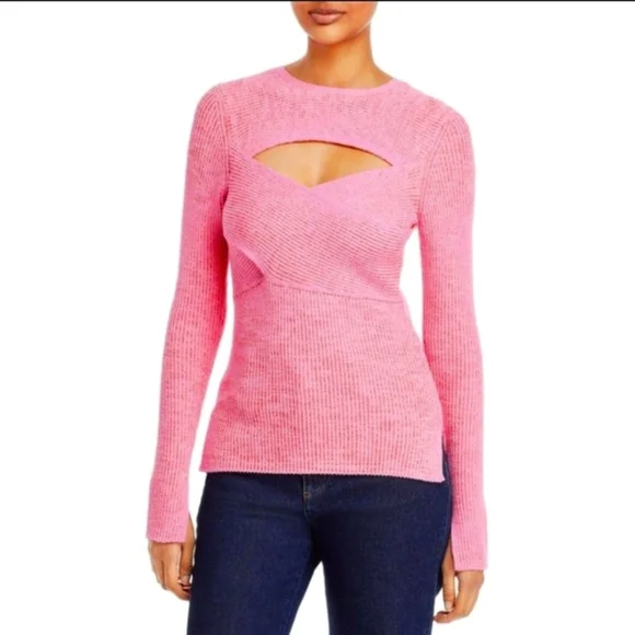 3.1 PHILLIP LIM Double Face Crossbody Sweater Top Pink - Picture 2 of 14